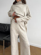 NEWYORKLISTED STYLE COLLECTION: Turtleneck Long Sleeve Top and Pants Sweater Set - NEWYORKLISTED