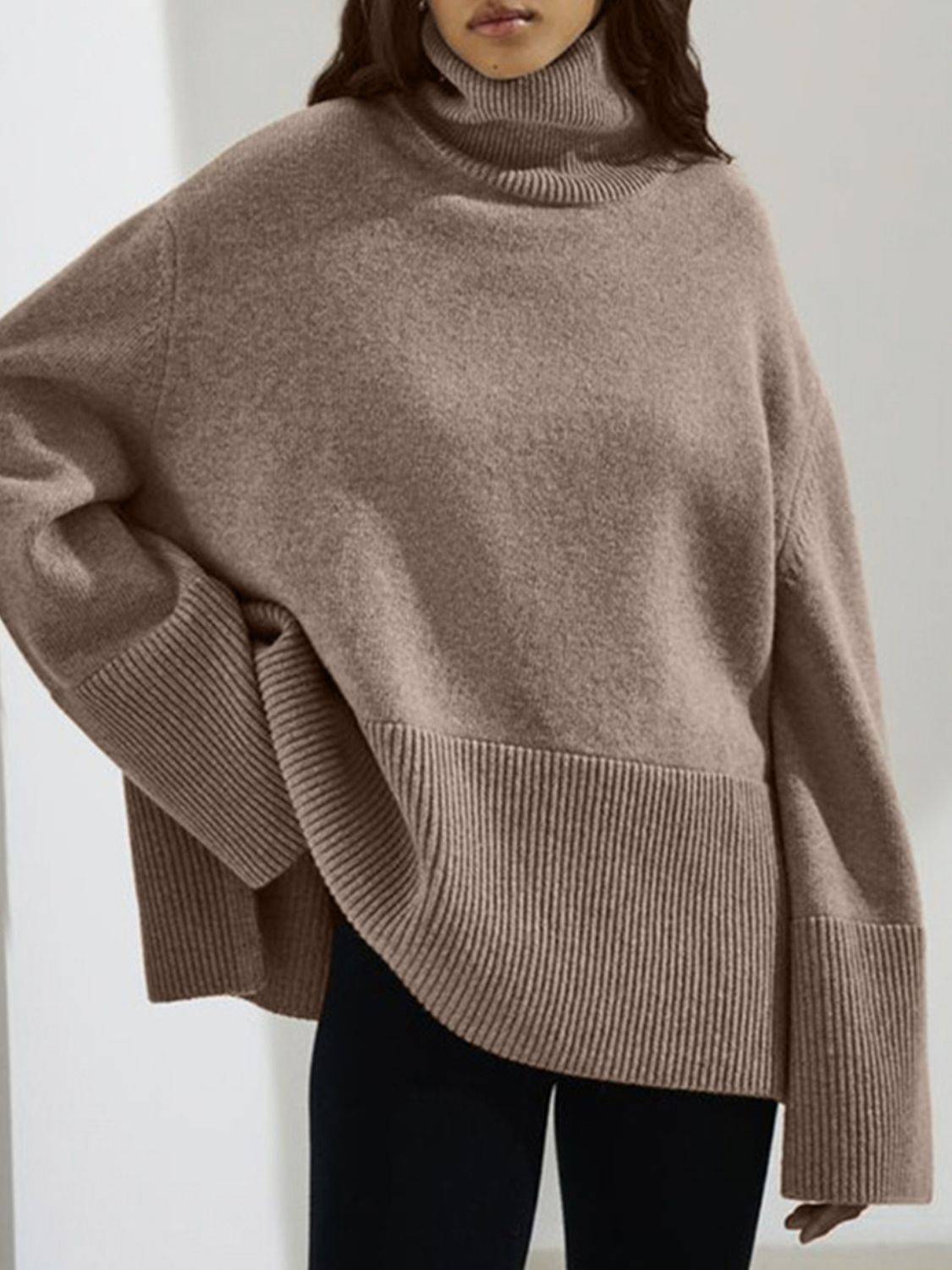 NEWYORKLISTED STYLE COLLECTION: Turtleneck Drop Shoulder Sweater - NEWYORKLISTED