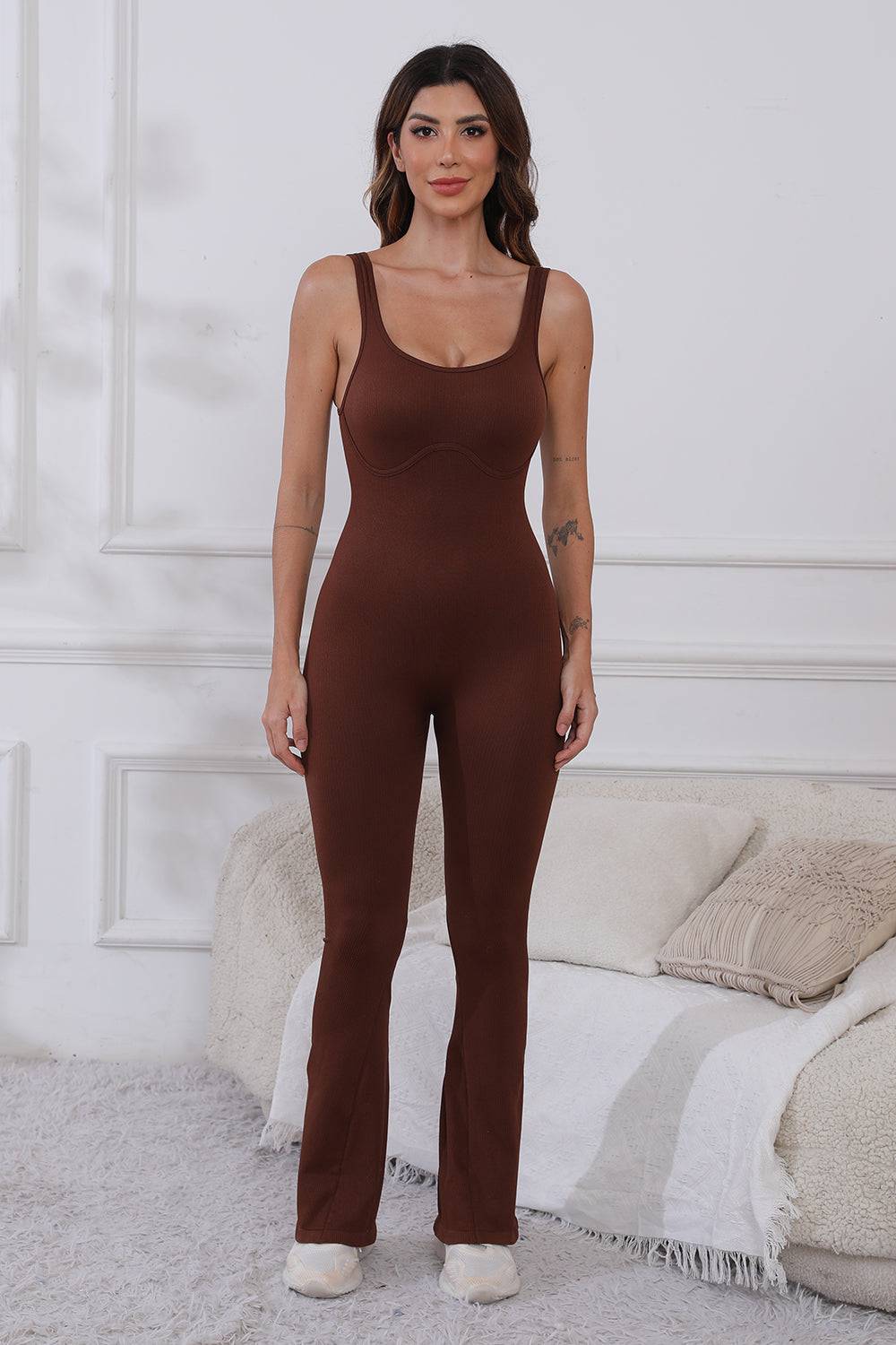 NEWYORKLISTED STYLE COLLECTION: Scoop Neck Wide Strap Active Jumpsuit - NEWYORKLISTED