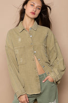 NEWYORKLISTED STYLE COLLECTION: Raw Hem Distressed Shacket