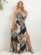 Slit Tied Printed Surplice Dress - NEWYORKLISTED