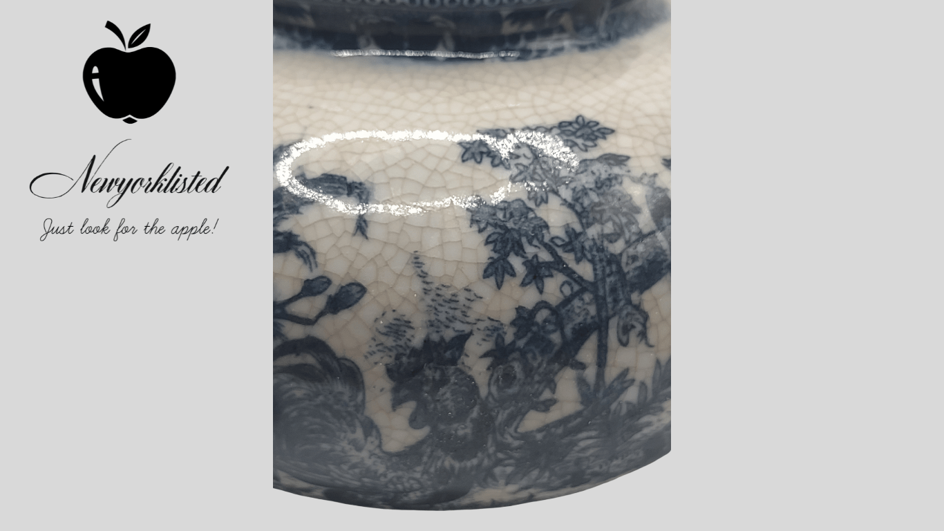 Blue and White Porcelain Teapot – 18th Century Style Replica with Crackle Glaze - NEWYORKLISTED