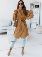 NEWYORKLISTED STYLE COLLECTION: Tie-Waist Long Sleeve Outerwear Coat — Elegant Belted Layering Jacket