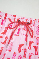 NEWYORKLISTED Intimate Apparel: Skirt with pink cowboy boot pattern on a white background