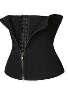 NEWYORKLISTED Intimate Apparel: Black waist trainer with zipper on a white background