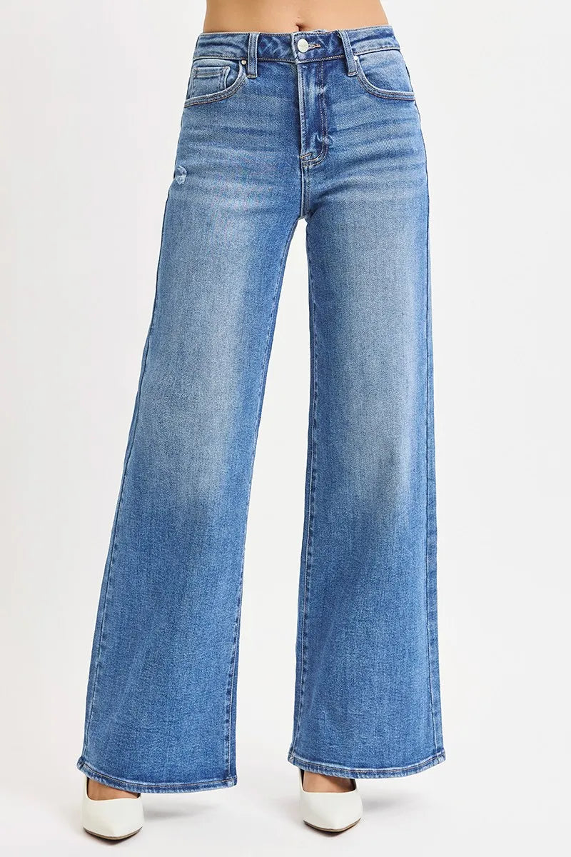 NEWYORKLISTED STYLE COLLECTION: RISEN Full Size High Rise Wide Leg Jeans – Premium Washed Denim with Pockets