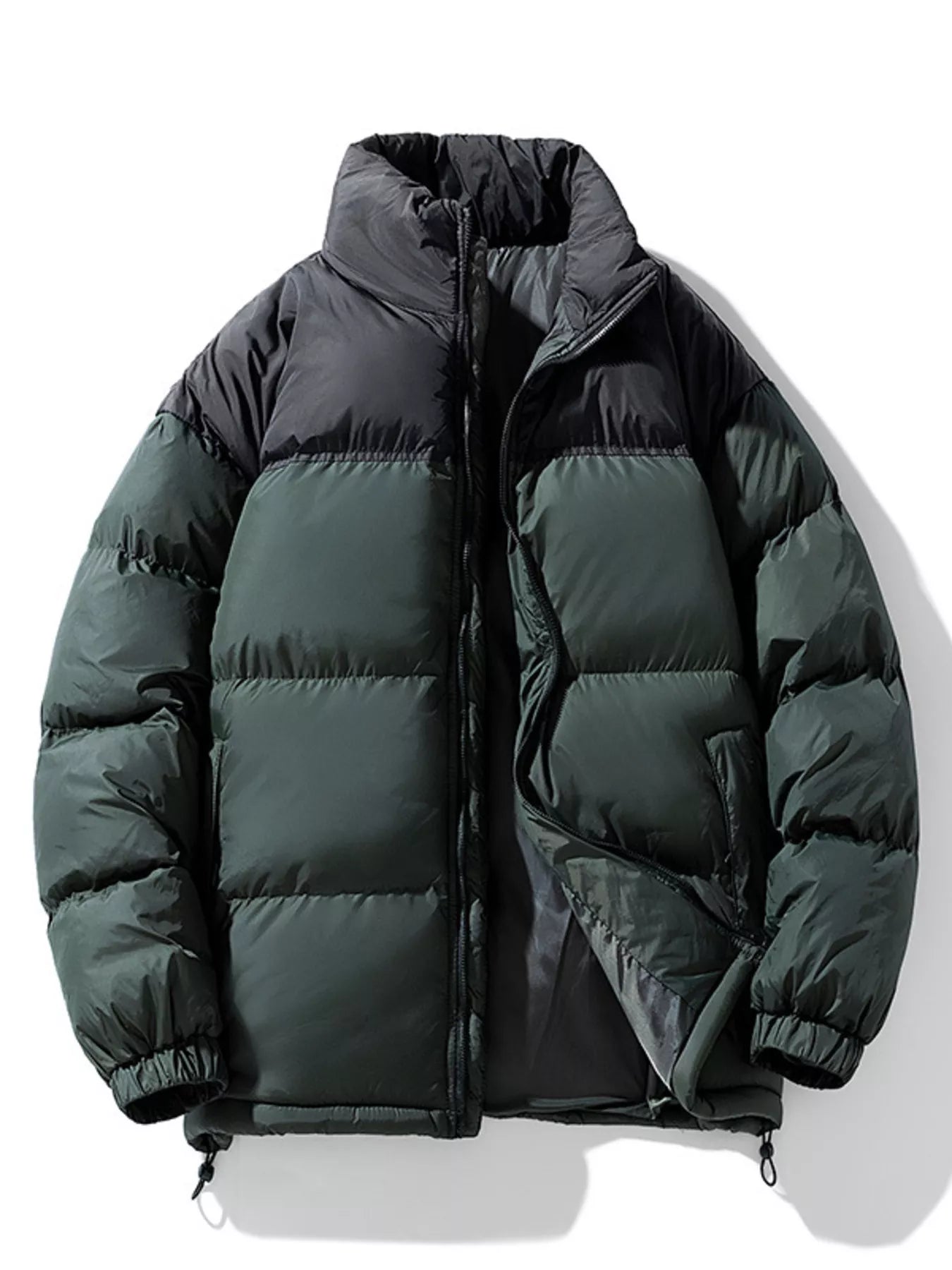 NEWYORKLISTED ATLAS MEN’S COLLECTION: Green puffer jacket on a white background