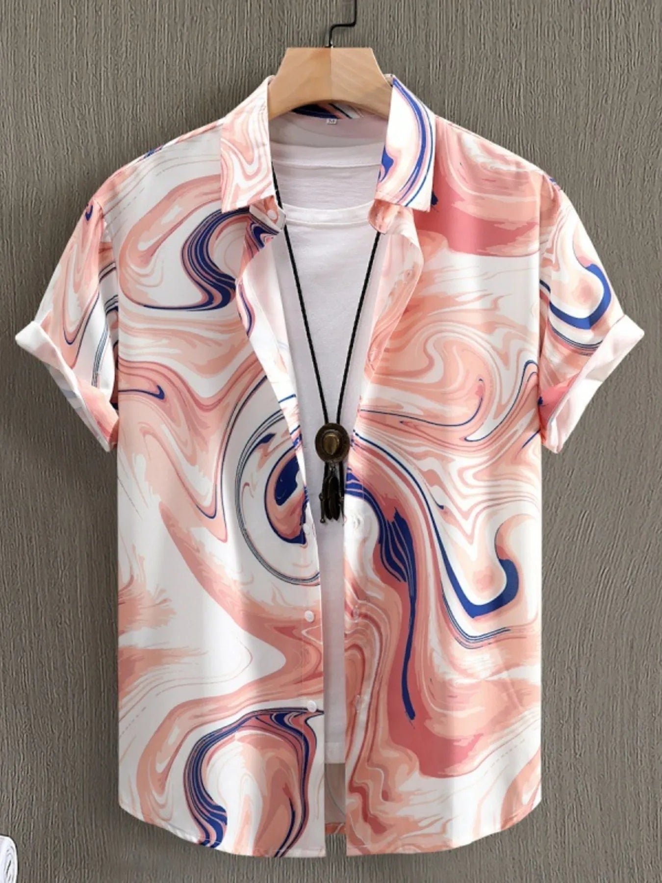 NEWYORKLISTED ATLAS MEN'S COLLECTION: Men's Printed Button-Up Short Sleeve Shirt