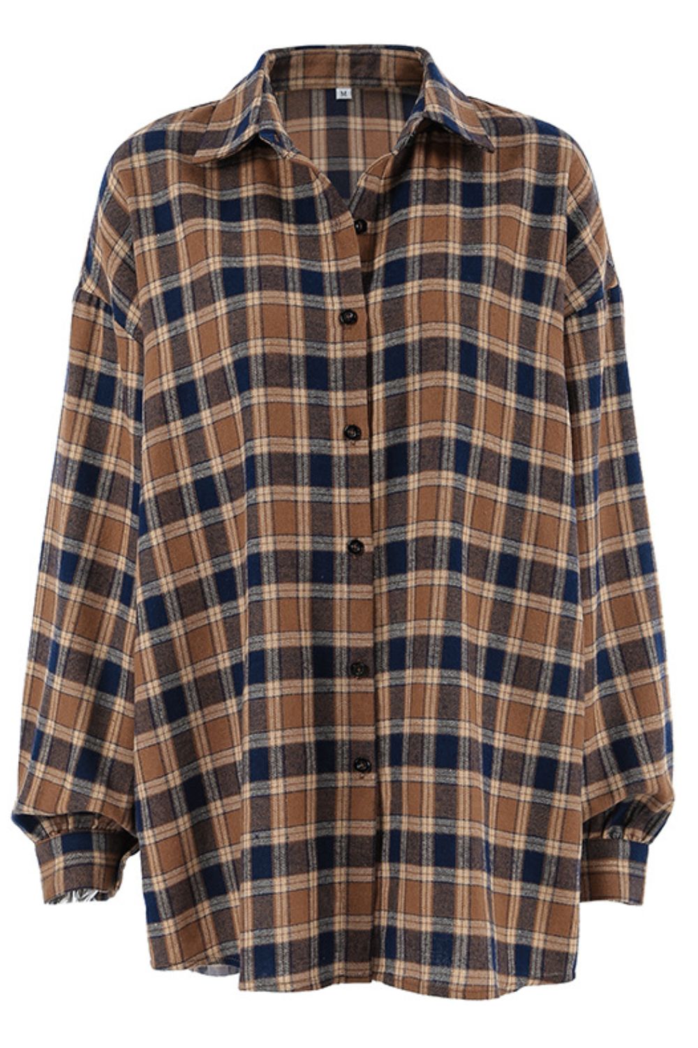 Plaid Button Up Drop Shoulder Shacket - NEWYORKLISTED