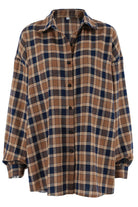 Plaid Button Up Drop Shoulder Shacket - NEWYORKLISTED