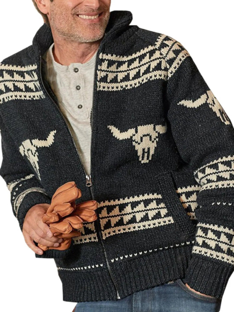 NEWYORKLISTED ATLAS MEN'S COLLECTION: Men's Plus Size Ribbed Hem Zip-Up Cardigan