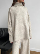 NEWYORKLISTED STYLE COLLECTION: Turtleneck Long Sleeve Top and Pants Sweater Set - NEWYORKLISTED