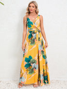 Slit Tied Printed Surplice Dress - NEWYORKLISTED
