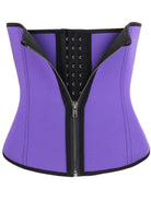 NEWYORKLISTED Intimate Apparel: Purple waist trainer with black zipper on a white background