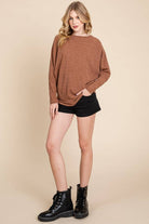 NEWYORKLISTED STYLE COLLECTION: Drop Shoulder Long Sleeve Knit Top - NEWYORKLISTED