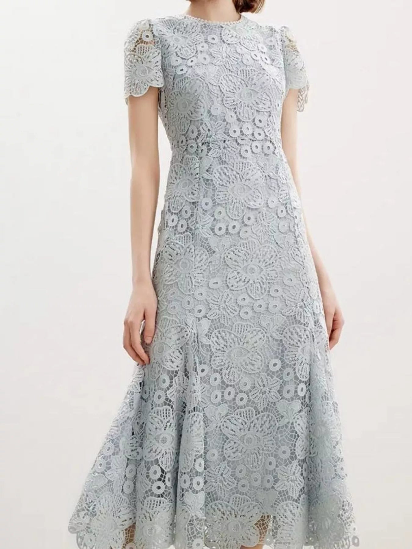 NEWYORKLISTED STYLE COLLECTION: Gray lace dress on a white background