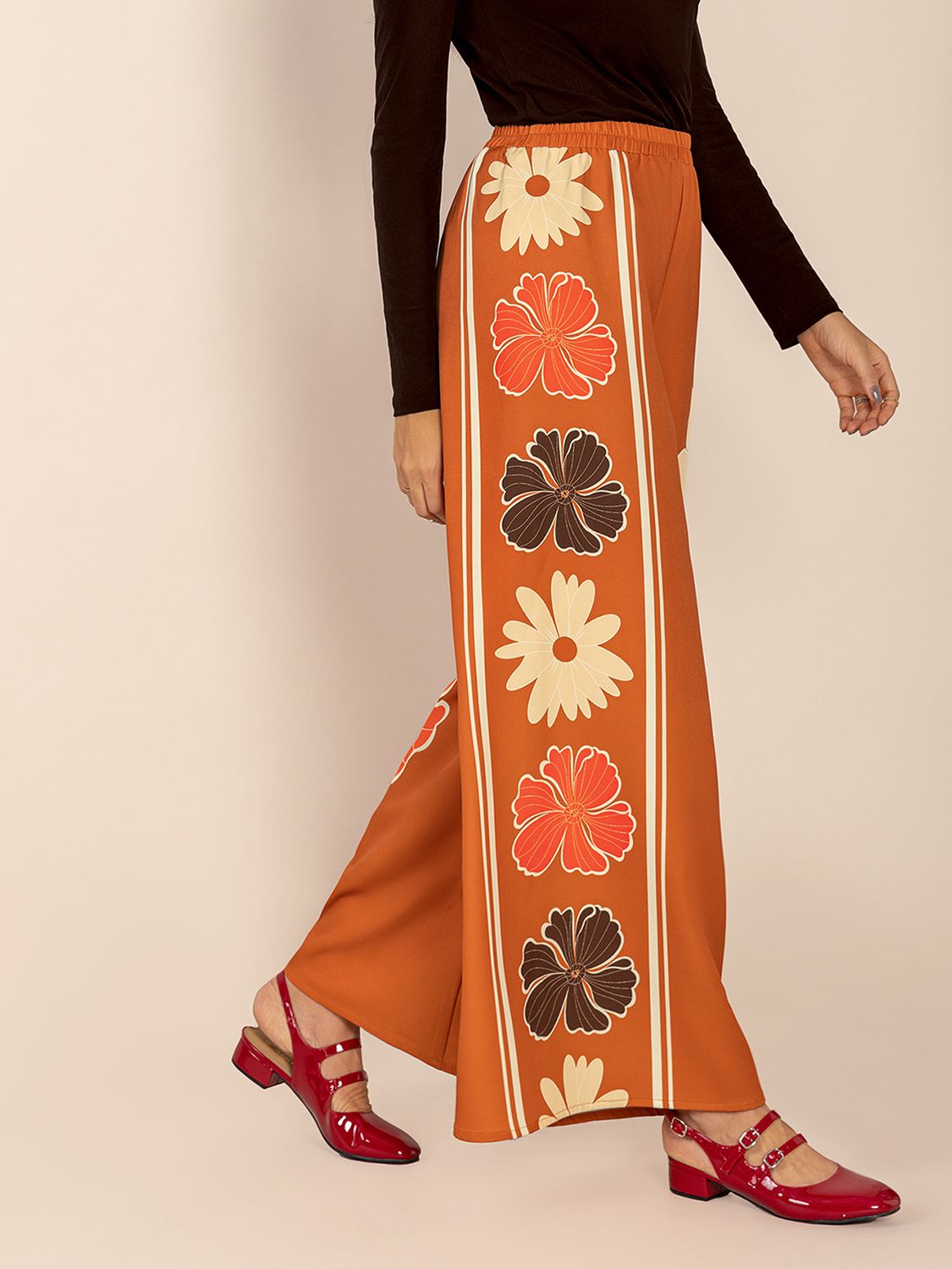 NEWYORKLISTED STYLE COLLECTION: Wide Leg Flower Motif Pants - NEWYORKLISTED