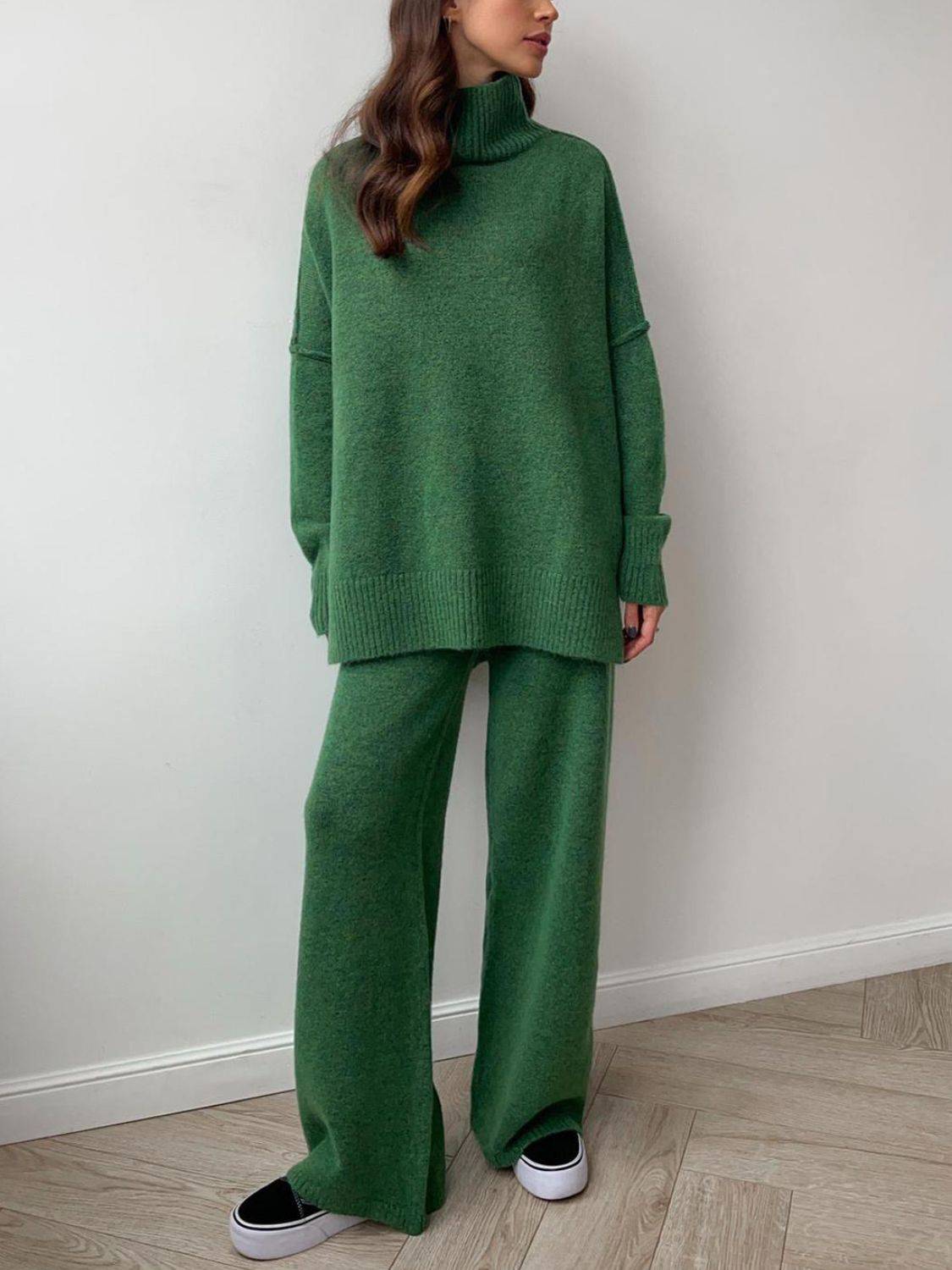 NEWYORKLISTED STYLE COLLECTION: Turtleneck Long Sleeve Top and Pants Sweater Set - NEWYORKLISTED