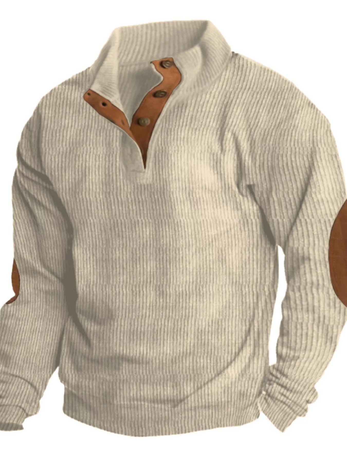 NEWYORKLISTED ATLAS MEN's COLLECTION: Beige sweater with leather accents on a white background