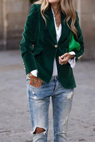 Lapel Collar One Button Blazer - NEWYORKLISTED