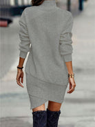 NEWYORKLISTED Style Collection: Person wearing a gray sweater dress with a blurred background