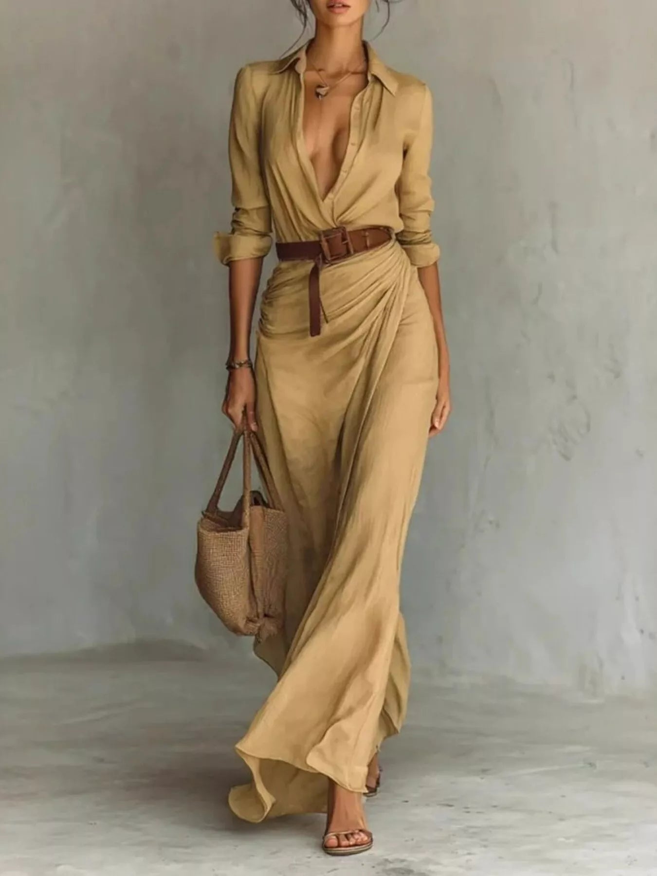 Ruched long sleeve maxi dress in NEWYORKLISTED STYLE COLLECTION