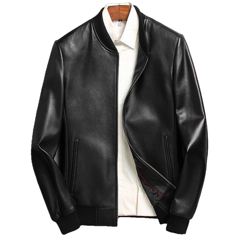Gendry Genuine Black Aviation Men Sheepskin Real Leather Coat-0