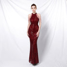 Backless Lace Evening Dress Women Party Long Wear Sequin Fishtail Silk Sexy Dresses Gowns for Women Evening Dresses Elegant - NEWYORKLISTED