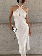 Women's Clothes Ladies Evening Slip Dresses Women New Sexy Night Club Party Cutout Casual Silky Midi a Neck Wrap Dress - NEWYORKLISTED