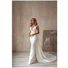 Satin Wedding Dresses Simple Sleeveless With Detachable Tail Mermaid - NEWYORKLISTED