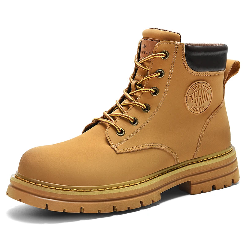 🥾 NEWYORKLISTED STYLE COLLECTION: Unisex Autumn/Winter Thick-Soled Leather Ankle Boots – Locomotive High-Top Rhubarb Boots - NEWYORKLISTED