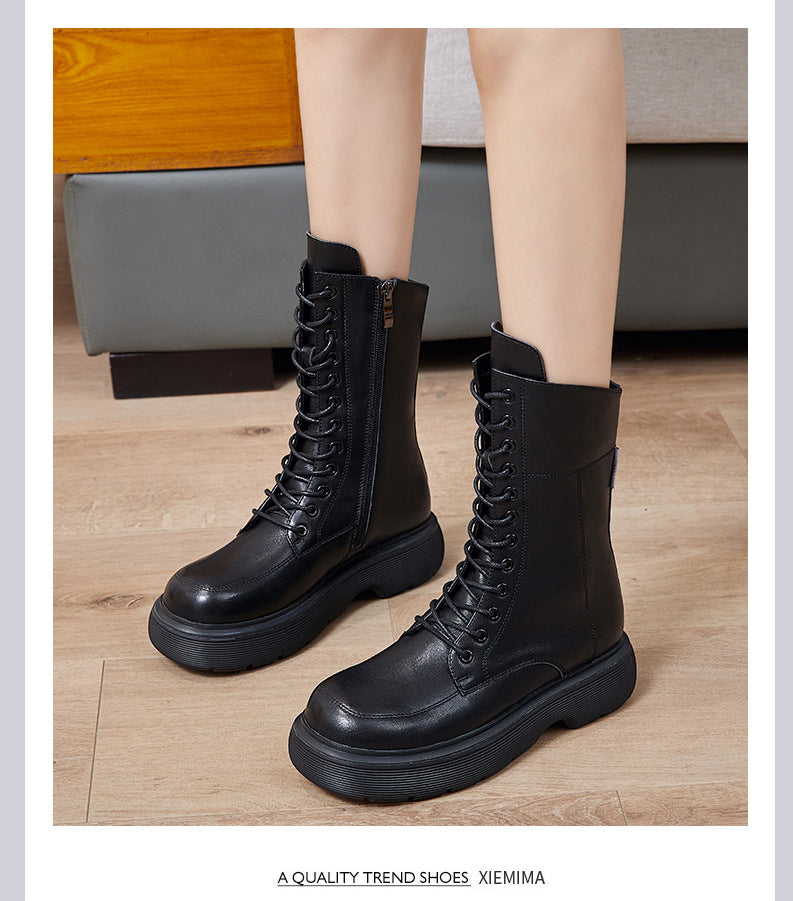 Martin Boots Women's Vintage Leather 2021 New Retro Thick-Soled Chunky Boots Women's Patent Leather Short Boots - NEWYORKLISTED