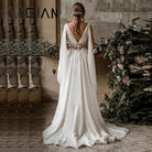 NEWYORKLISTED ELEGANT BRIDE COLLECTION: Boho A-Line Chiffon & Satin Wedding Dress – Ancient Greek-Inspired Backless Bridal Gown - NEWYORKLISTED