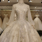 NEWYORKLISTED ELEGANT BRIDE COLLECTION: Regal Long-Sleeve Ball Gown Wedding Dress with Illusion Neckline &amp; Long Train - NEWYORKLISTED