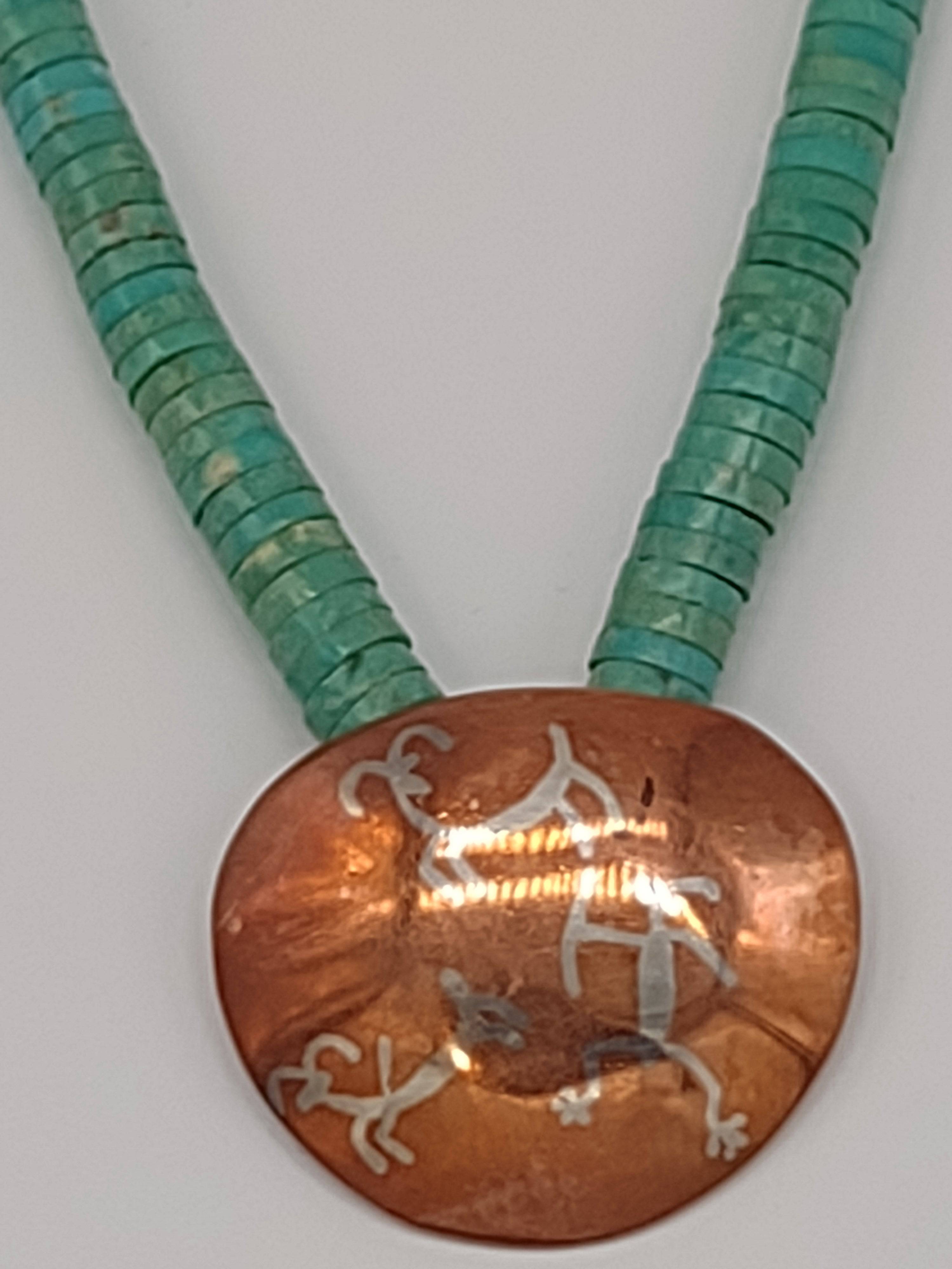 NEWYORKLISTED Vintage Sterling Silver, Turquoise, Copper Statement Necklace