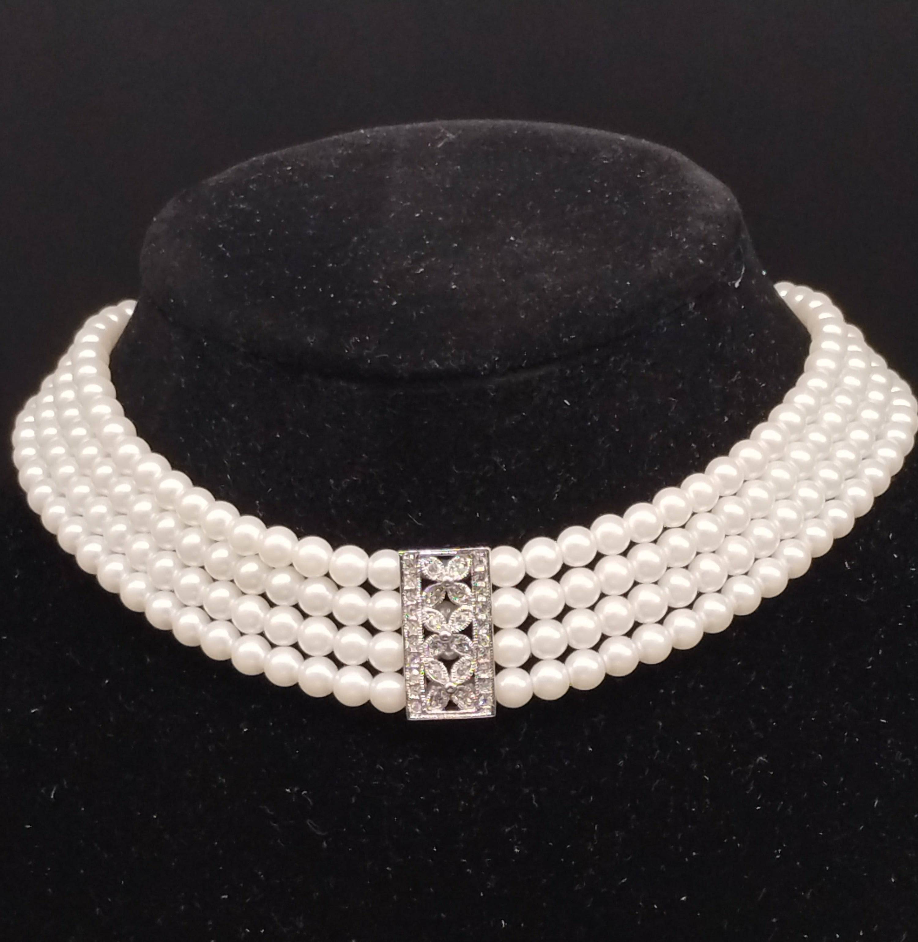 NEWYORKLISTED - Vintage Four Strand Simulated Pearl Necklace - NEWYORKLISTED