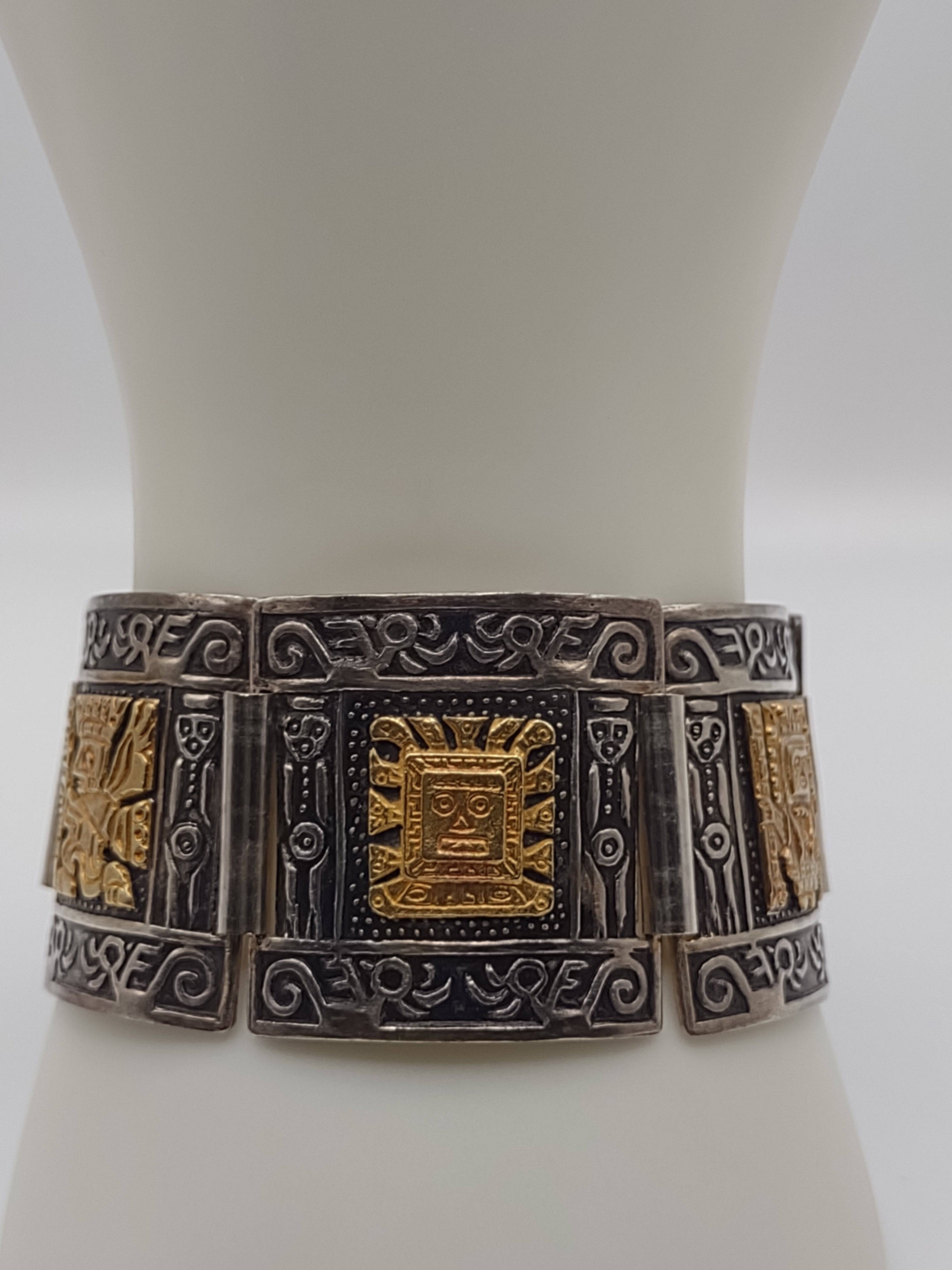 NEWYORKLISTED Vintage Jewelry Collection - Aztec Majesty Sterling Silver Bracelet - NEWYORKLISTED