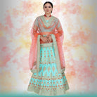 Raw Silk Lehenga Choli - Blue - NEWYORKLISTED