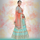 Raw Silk Lehenga Choli - Blue - NEWYORKLISTED