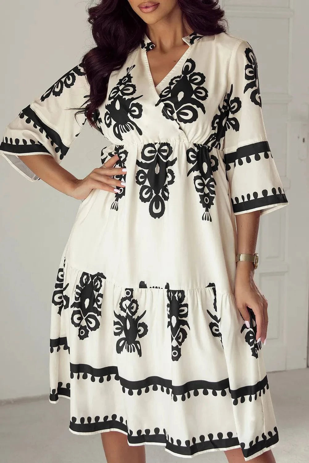 NEWYORKLISTED STYLE COLLECTION: Lovely Print Half Sleeve Knee Length Dress - NEWYORKLISTED