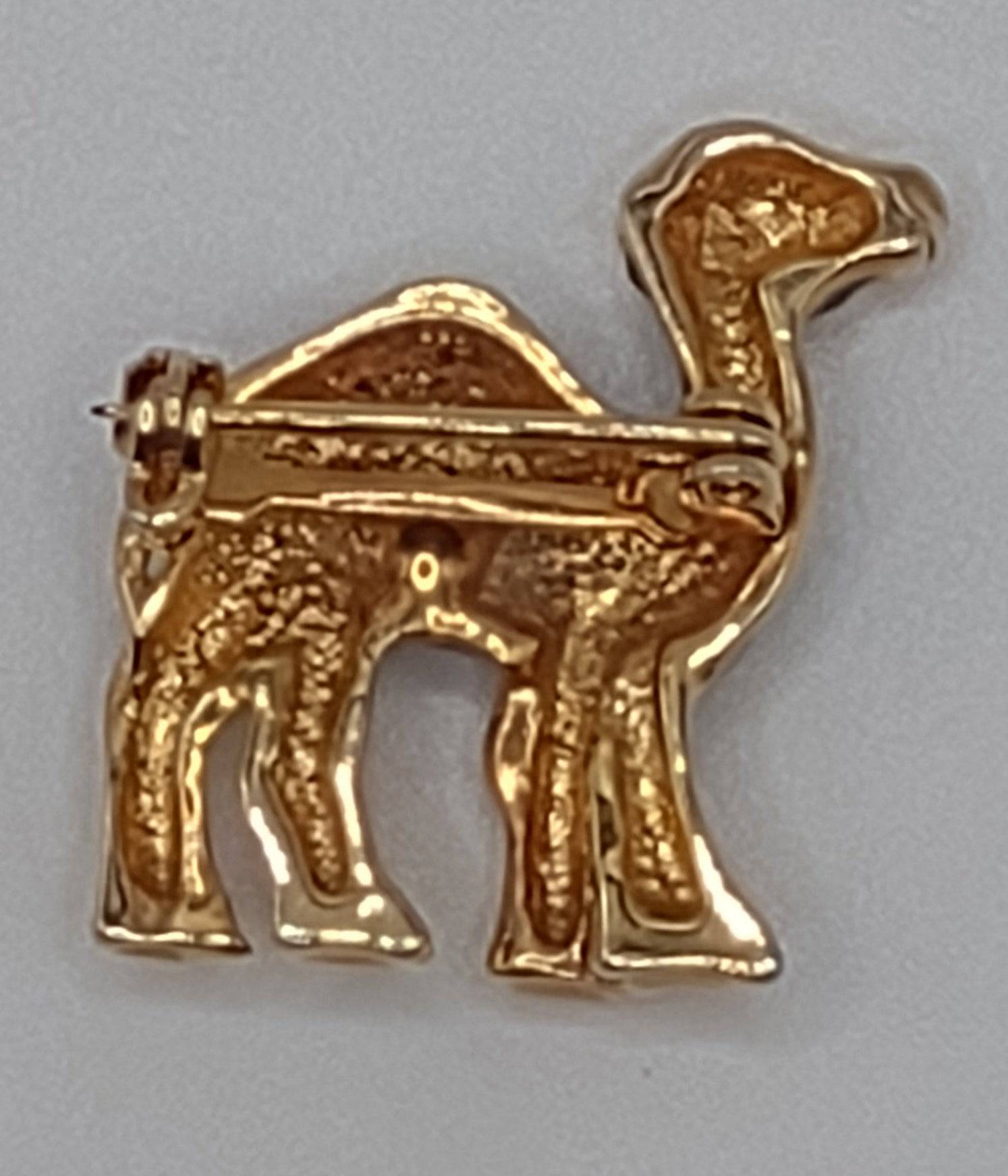 NEWYORKLISTED VINTAGE JEWELRY COLLECTION: Vintage Made in Austria Gold-Plated and Green Enamel Camel Brooch Pin - NEWYORKLISTED