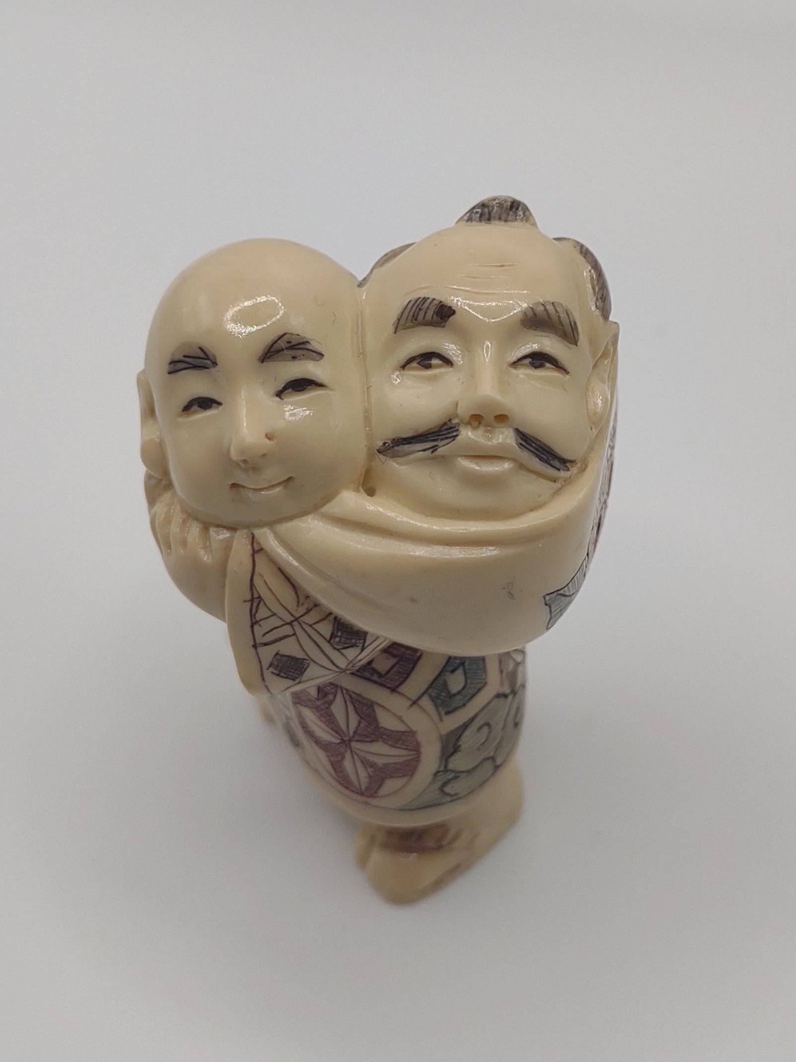 Two-Headed Netsuke Figurine – Hand-Carved High-Quality Replica - NEWYORKLISTED