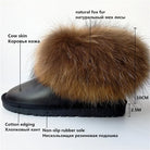 G&Zaco Luxury Winter Snow Boots Women Natural Real Fox Fur Boots Waterproof Genuine Suede Leather Boots Black Flat Short Boot - NEWYORKLISTED