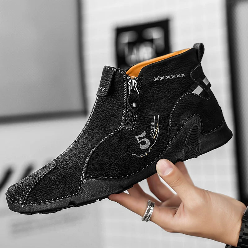 Winter New Chelsea Men's Boots Suede Ankle Boot British Style Leather Boots Men Fashion Boots Soft Sole Round Head Wedding Boots - NEWYORKLISTED