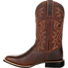NEWYORKLISTED ATLAS MEN'S COLLECTION: Brown cowboy boot with intricate stitching on a white background