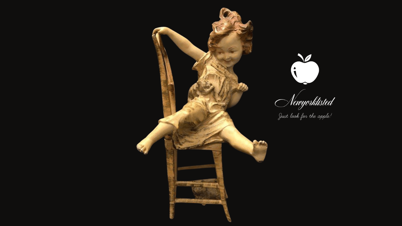 NEWYORKLISTED UNIQUE FINDS COLLECTION: Vintage Juan Clara Figurine: Girl on Chair with Cats – Rare and Original Artwork - NEWYORKLISTED