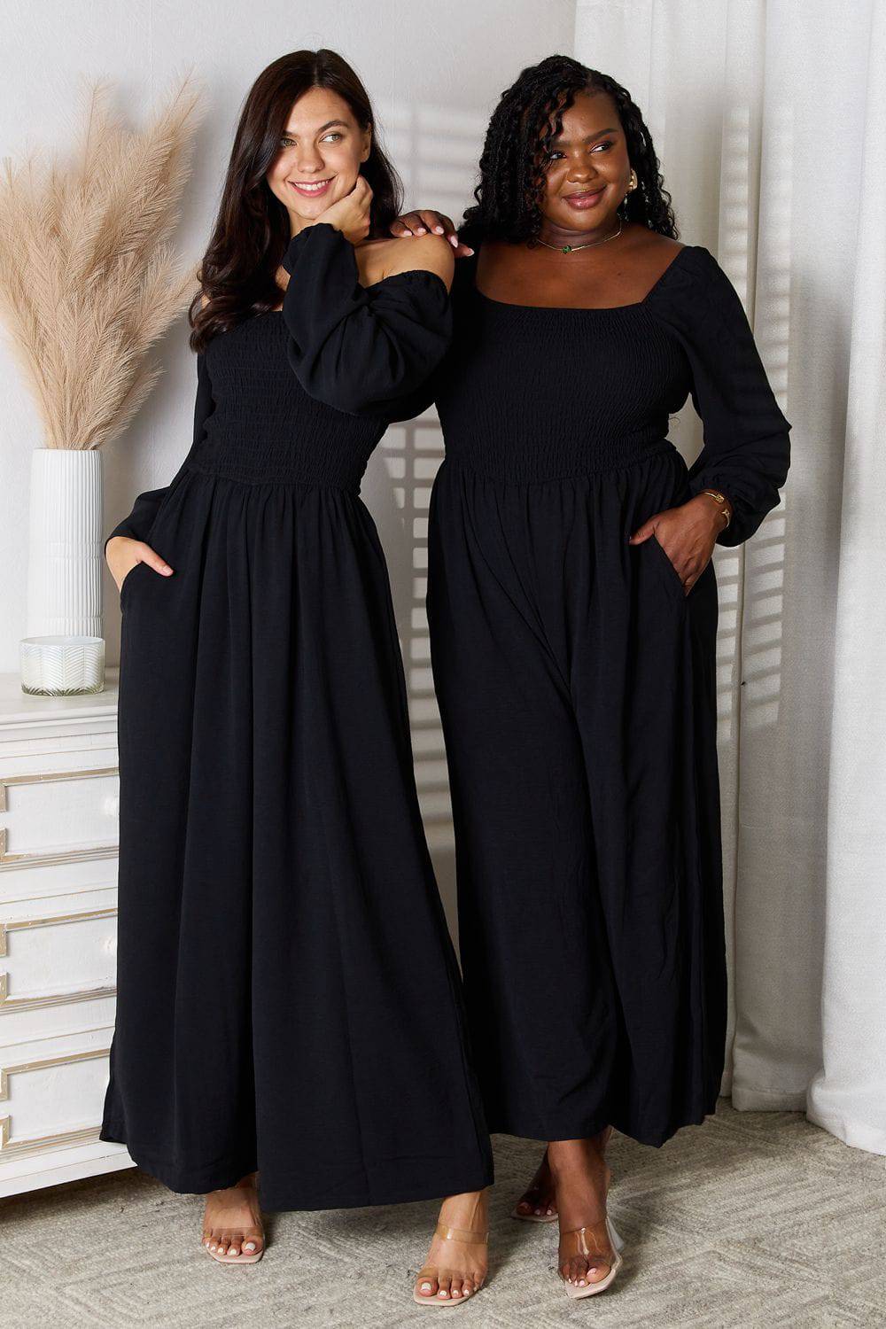 NEWYORKLISTED STYLE COLLECTION: Effortless Elegance Square Neck Jumpsuit with Pockets - NEWYORKLISTED