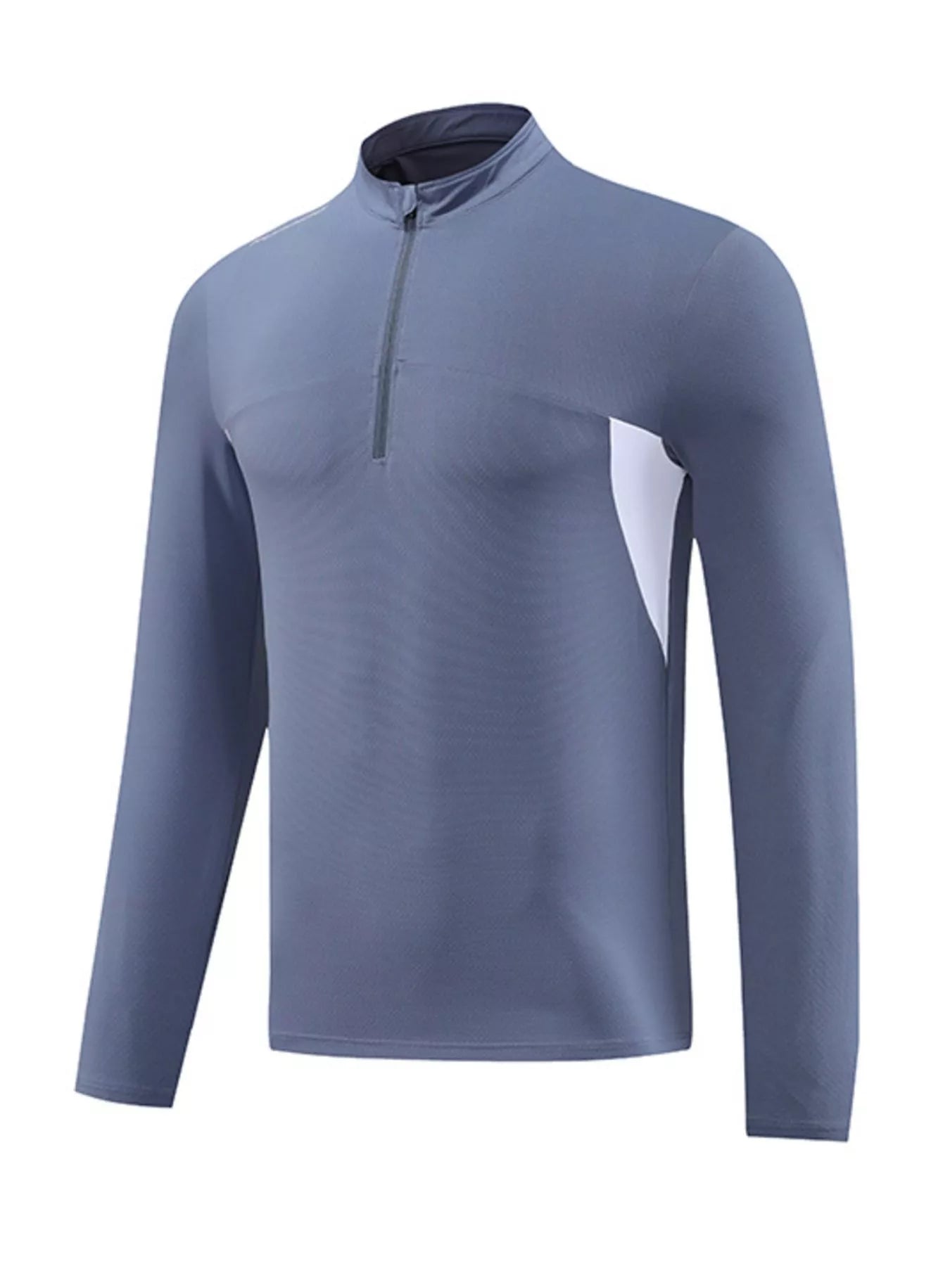 NEWYORKLISTED ATLAS MEN'S COLLECTION: Gray long-sleeve athletic shirt with a quarter zip on a white background