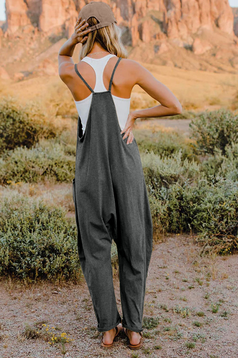 NEWYORKLISTED V-Neck Sleeveless Jumpsuit with Pockets - NEWYORKLISTED
