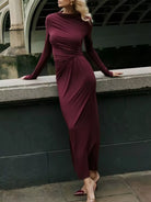 NEWYORKLISTED STYLE COLLECTION: Ruched Long Sleeve Bodycon Maxi Dress